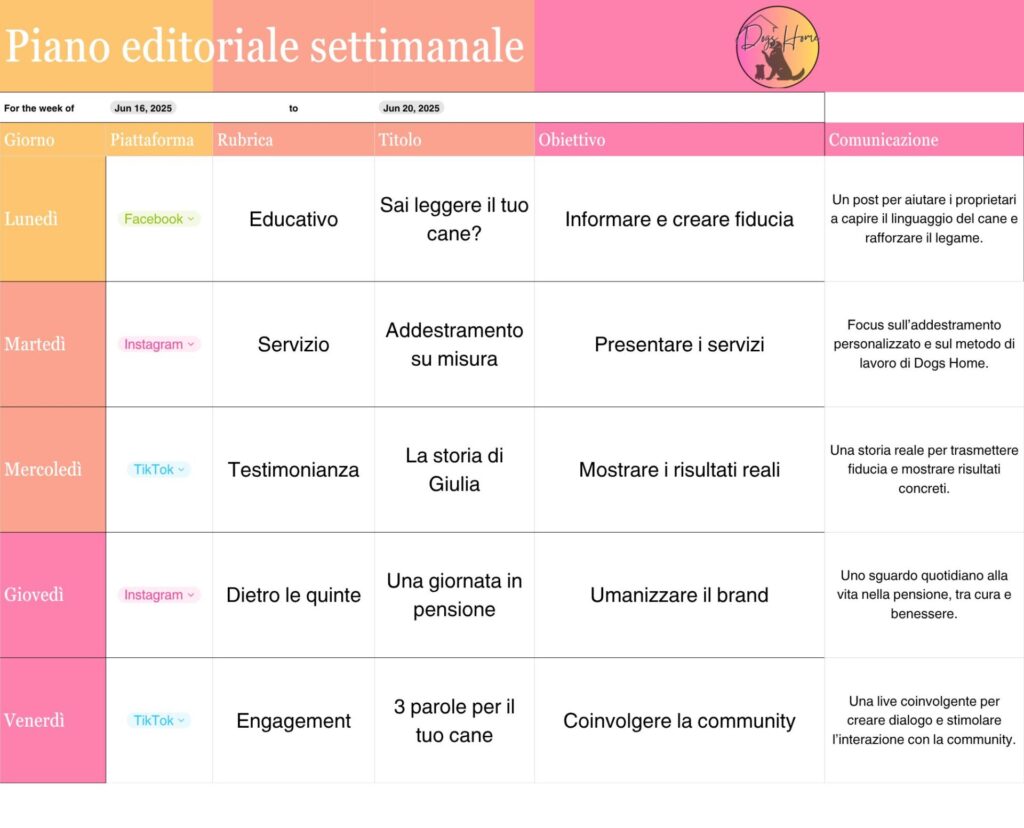 Social Media Content Calendar Sheet
